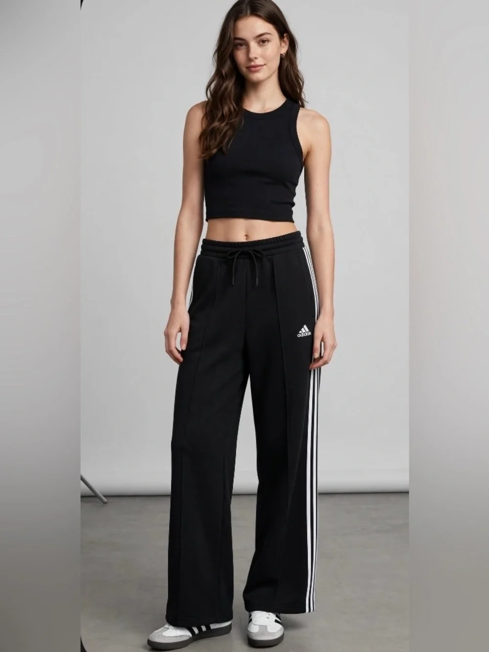adidas Black Track Pants with White Side Stripes